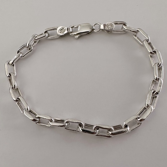 Jewelry - 925 Silver 5mm bracelet unisex handmade link chain 6.5 inches